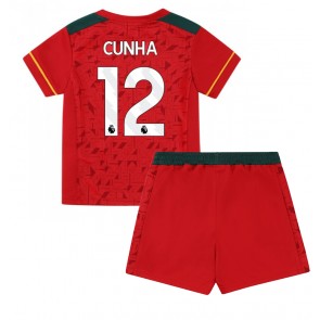 Wolves Matheus Cunha #12 Replica Away Stadium Kit for Kids 2023-24 Short Sleeve (+ pants)